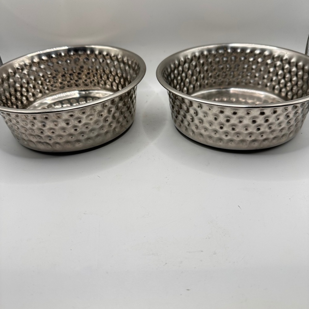 Set of 2 Arvo Stainless Steel Honeycomb Pet water/food Bowls Medium cat or dog
